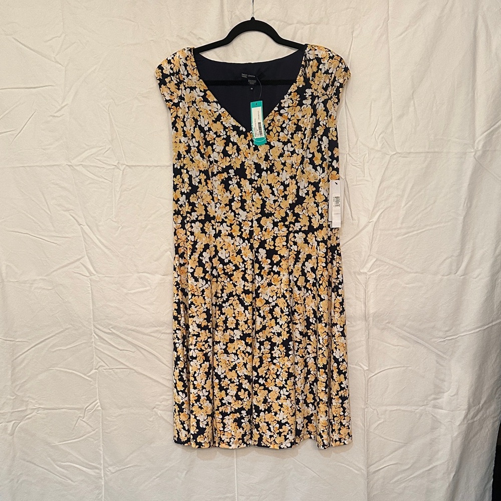 Maggy London Black and Yellow Floral Midi Dress